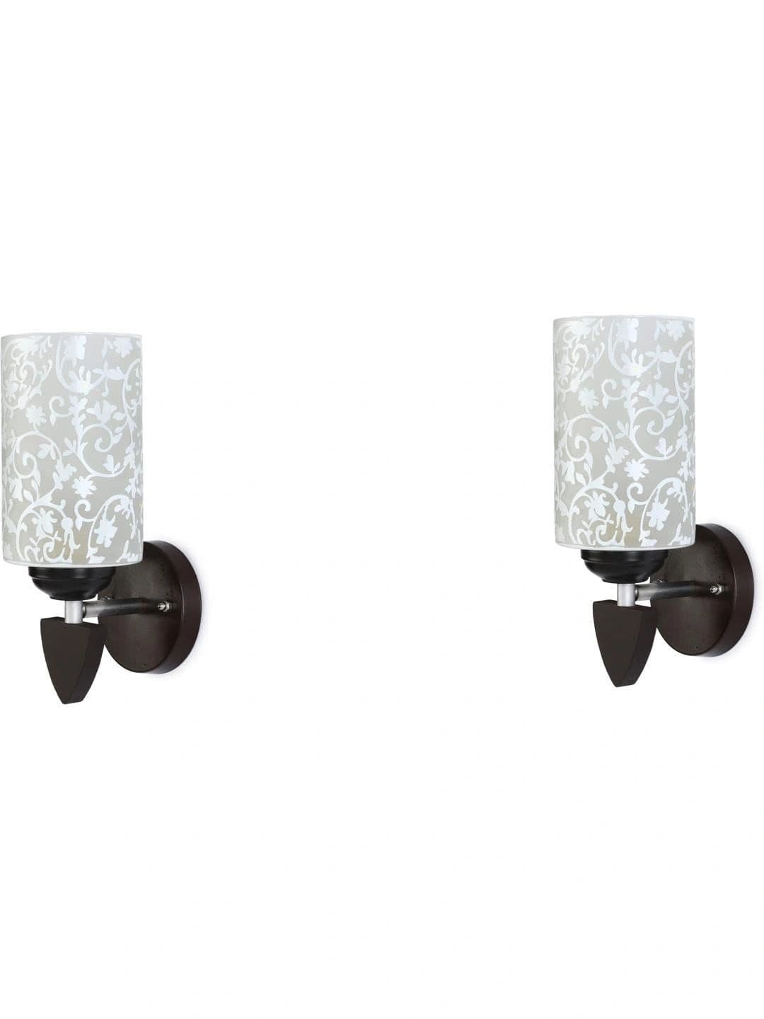Myntra Elegant Homes White Printed Glass Traditional Cylinder Shaped Wall Lamp