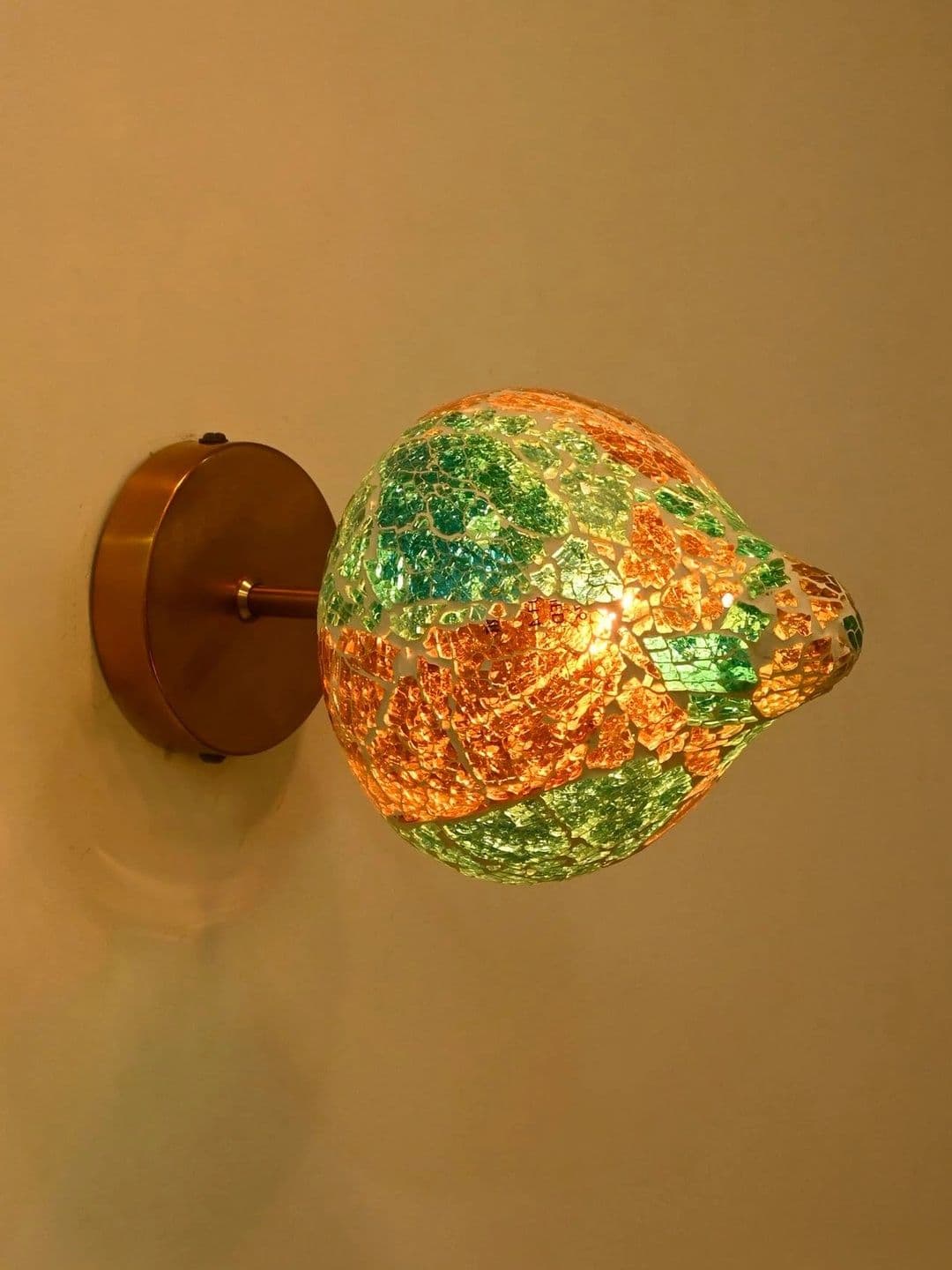 Myntra Elegant Homes Teal & Orange Textured Metal Abstract Shaped Shaped Wall Lamp