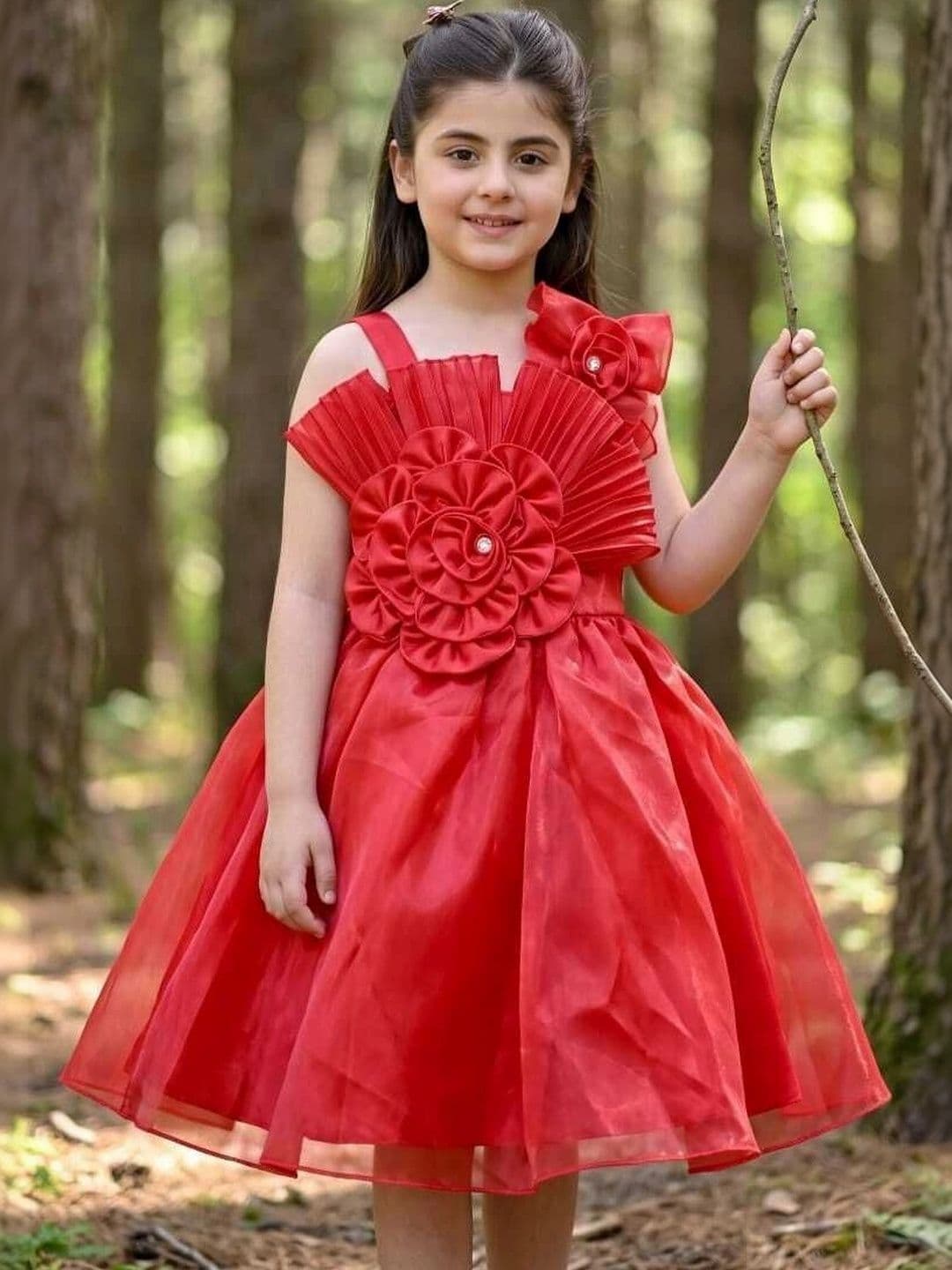 BARKAT DESIGNING PLANET Ruffled Satin A-Line Dress