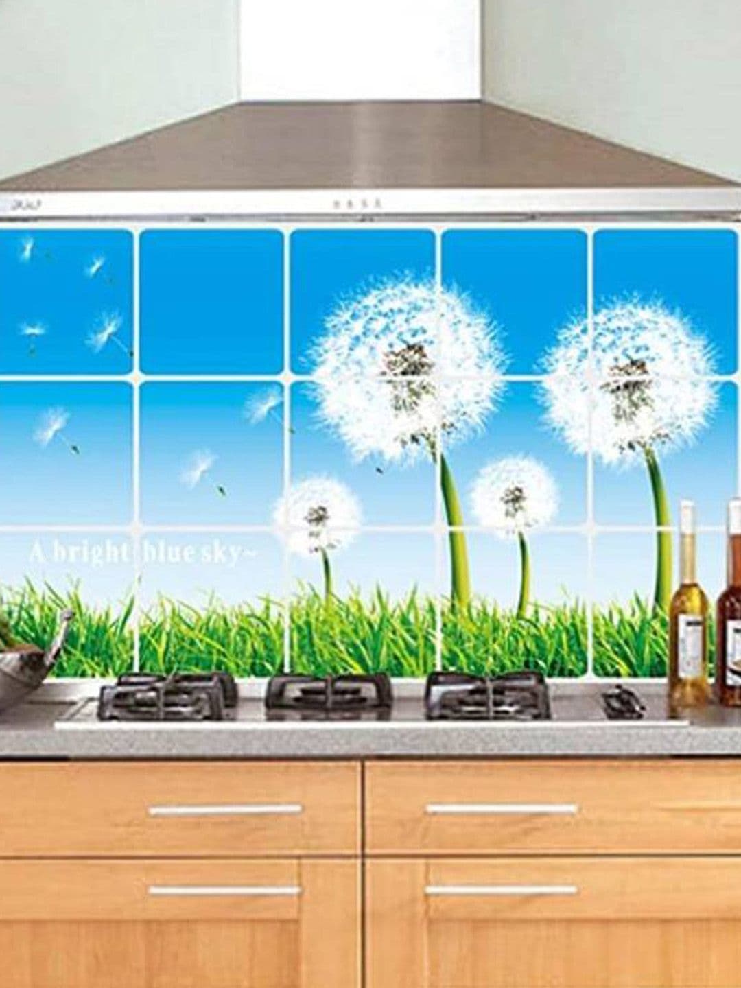 Jaamso Royals Blue & White Printed Self Adhesive Water Proof Kitchen Wall Sticker