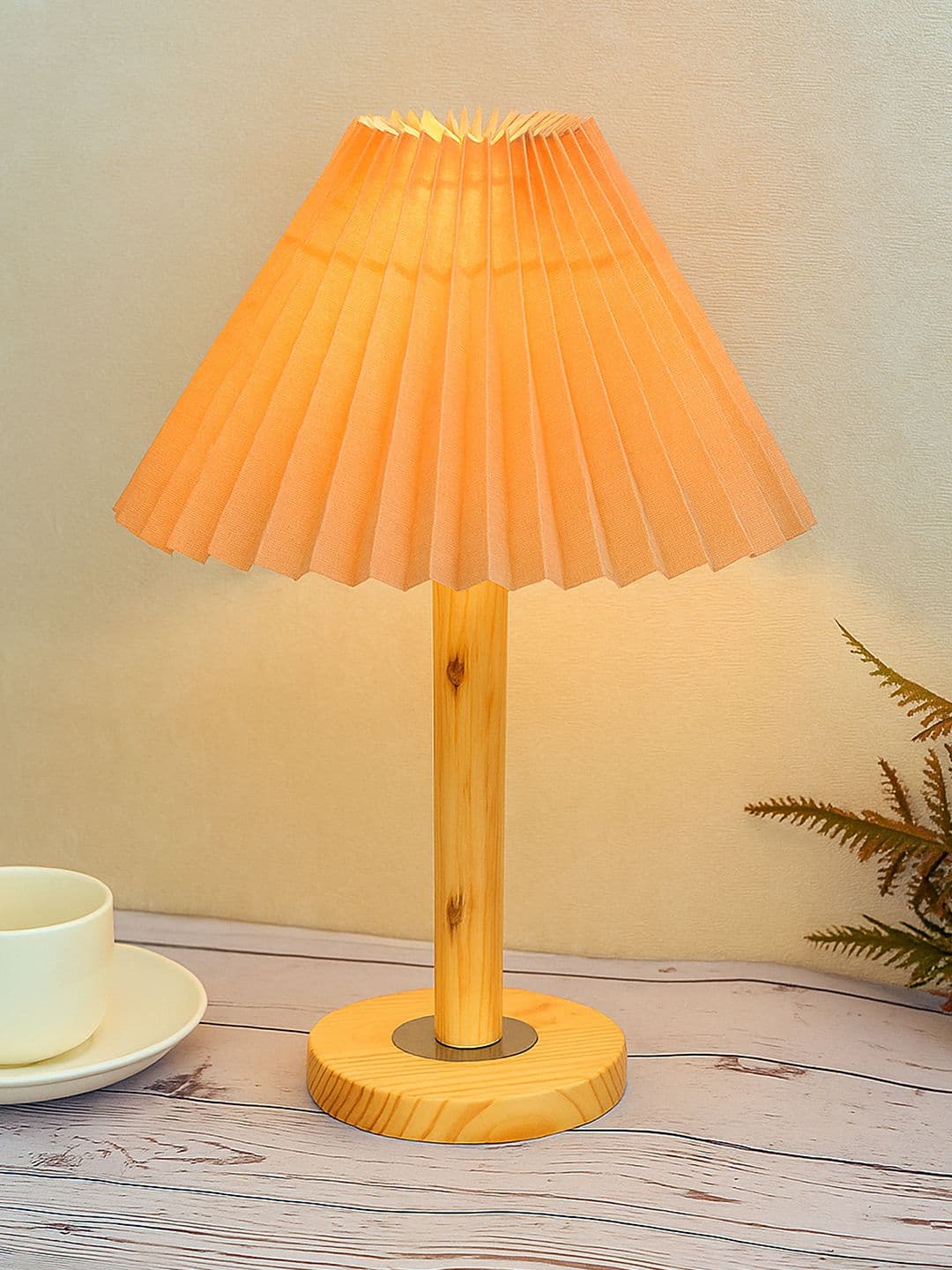 Homesake Warm Yellow Wood Bell Solid High Quality Electrical Table Lamps