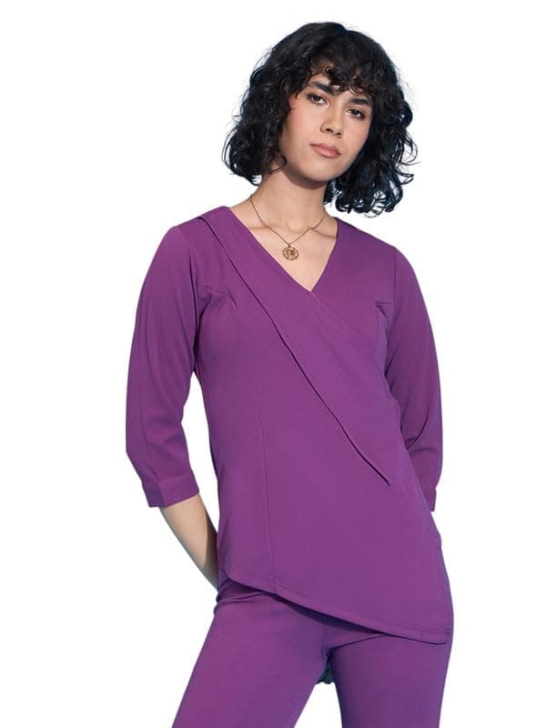 Sassafras worklyf Women's Solid Regular Fit Wrap Top