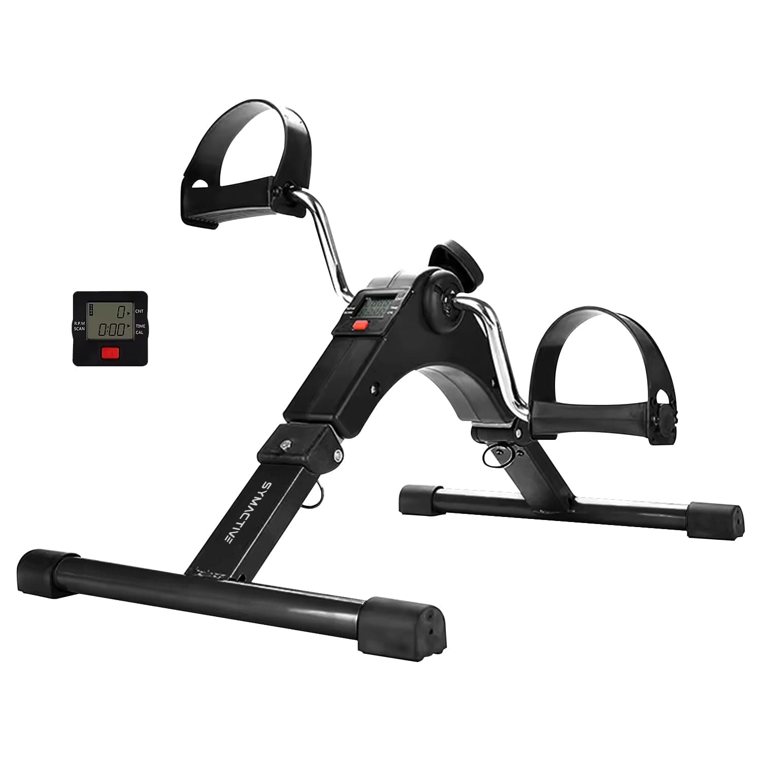 Amazon Brand - Symactive Fitness Mini Cycle Pedal Exerciser | Heavy Material | with Adjustable Resistance Levels and Digital Display | Compact & Portable Design (Black)