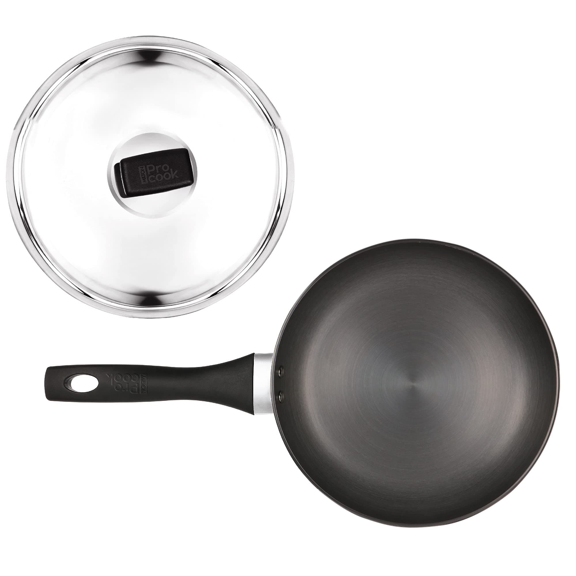 MILTON Pro cook Induction Cookware & Gas Stove Friendly Hard Anodized Non-Stick Fry Pan 24 cm/ 1.8 Litre | Stainless Steel Lid | Stir-Fry Pan| Omelette Egg Pan | Fish Frypan | 3 Year Warranty