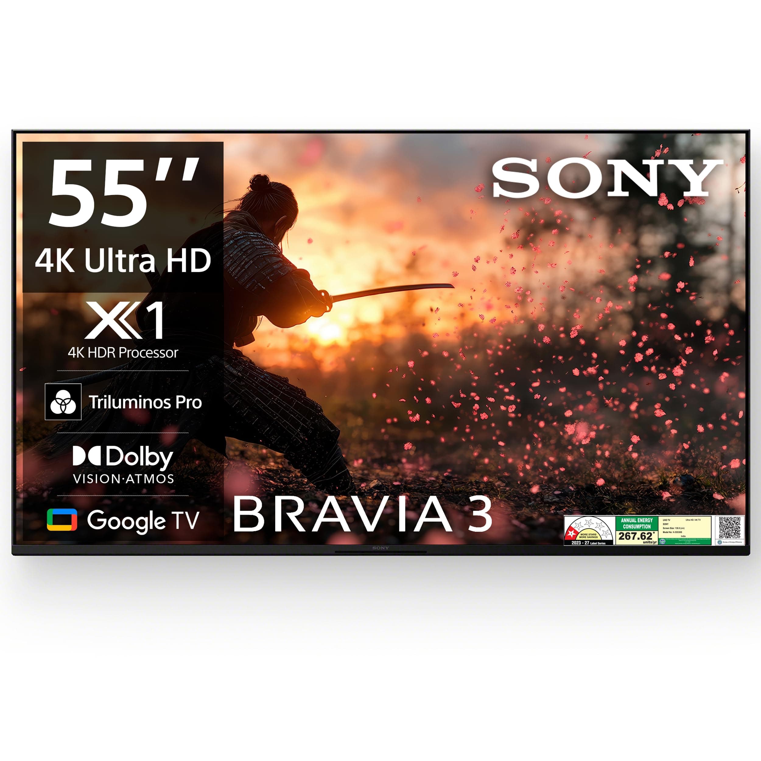 Sony BRAVIA 3 Series 139 cm (55 inches) 4K Ultra HD AI Smart LED Google TV K-55S30B (Black)