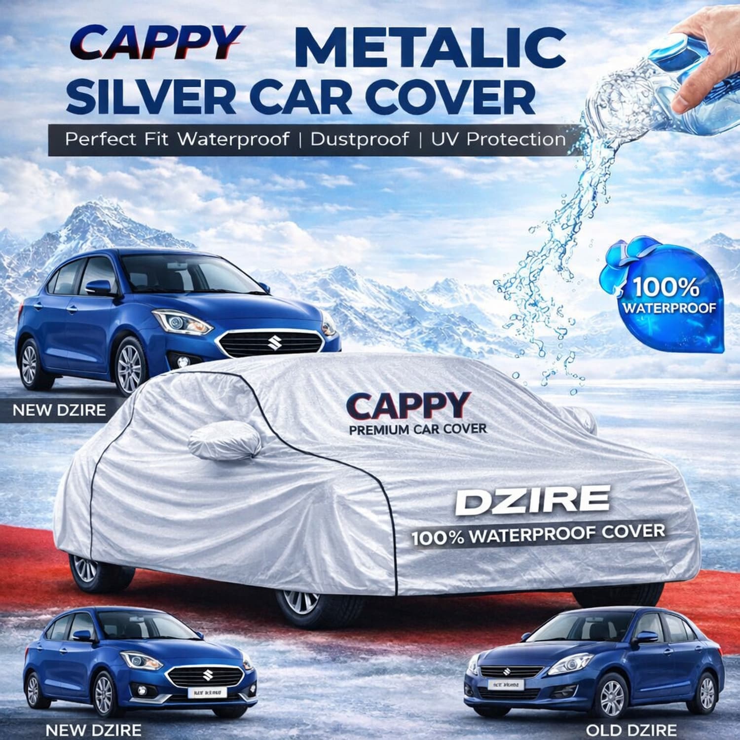 cappy Car Cover For Maruti Suzuki Dzire (With Mirror Pockets)