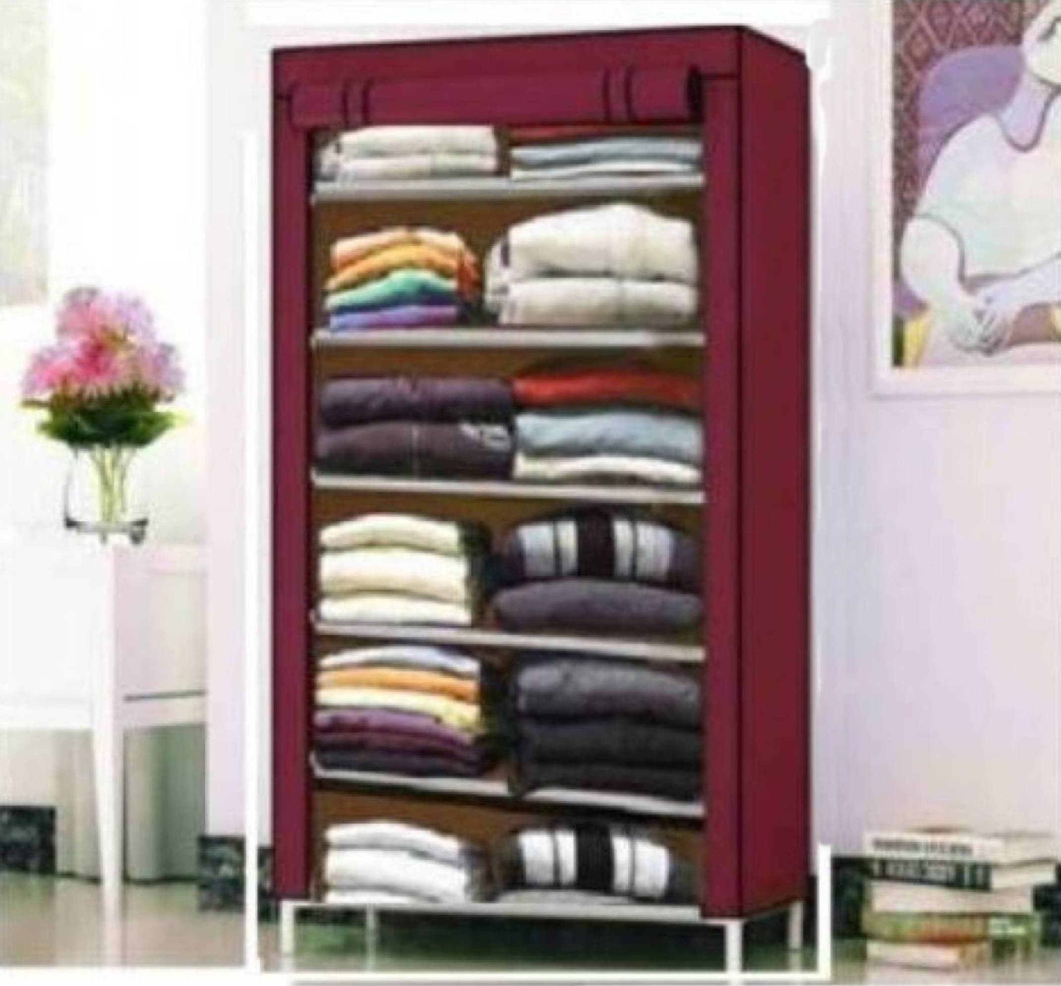 CMerchants PP Collapsible Wardrobe (Finish Color - Maroon, DIY(Do-It-Yourself))