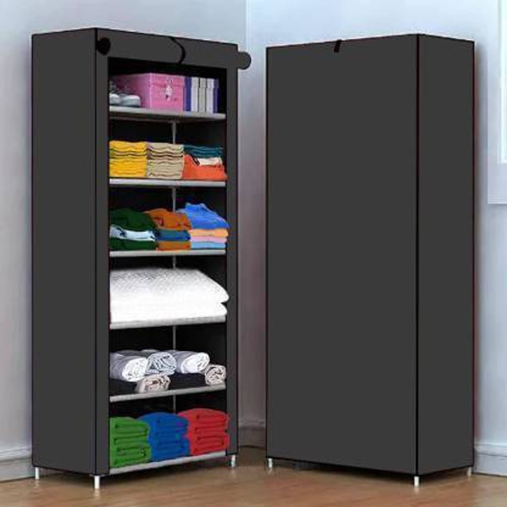 EZ DEAL STORE PP Collapsible Wardrobe (Finish Color - Black, DIY(Do-It-Yourself))