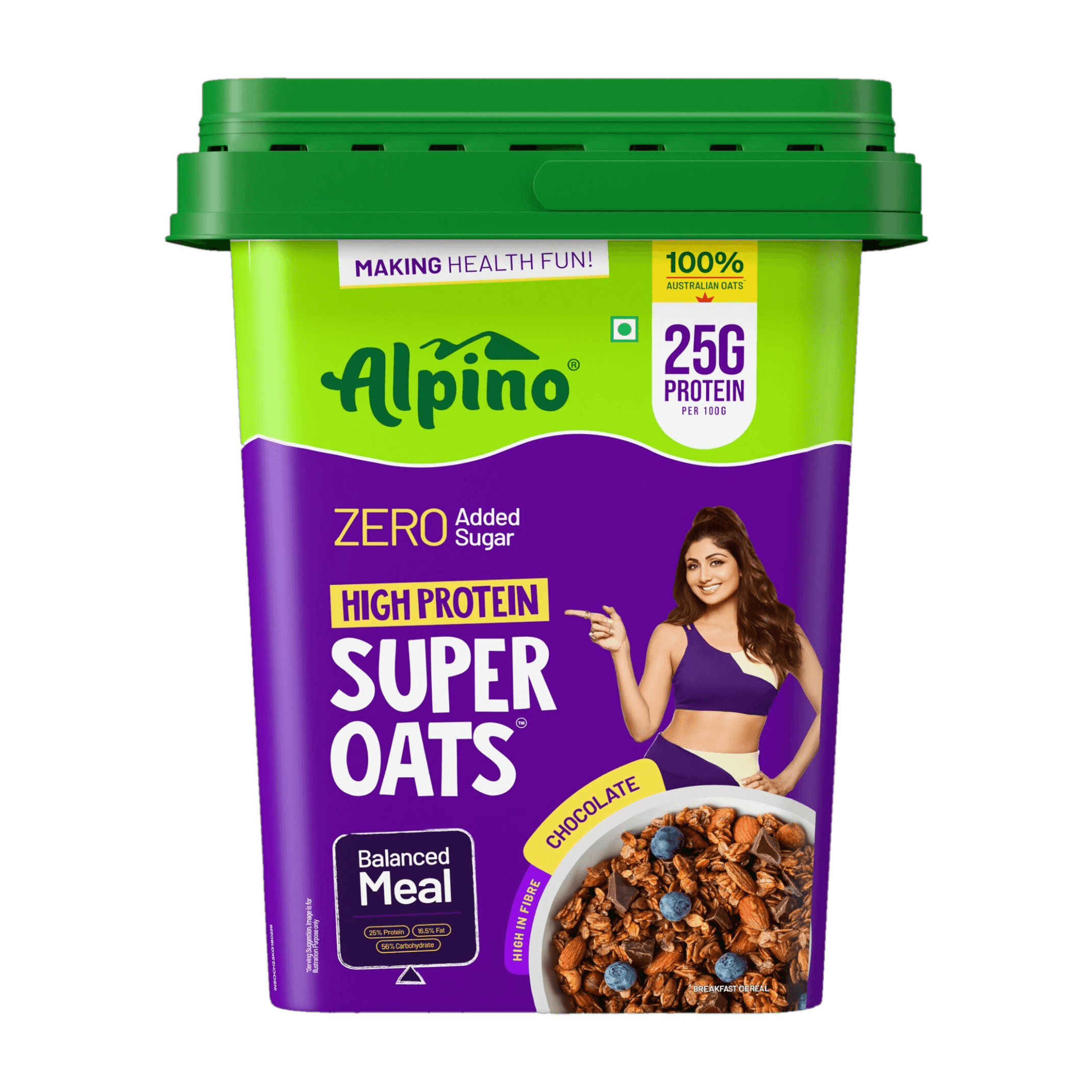 ALPINO 25g High Protein Super Oats Chocolate 2.5kg, Nuts & Seeds,