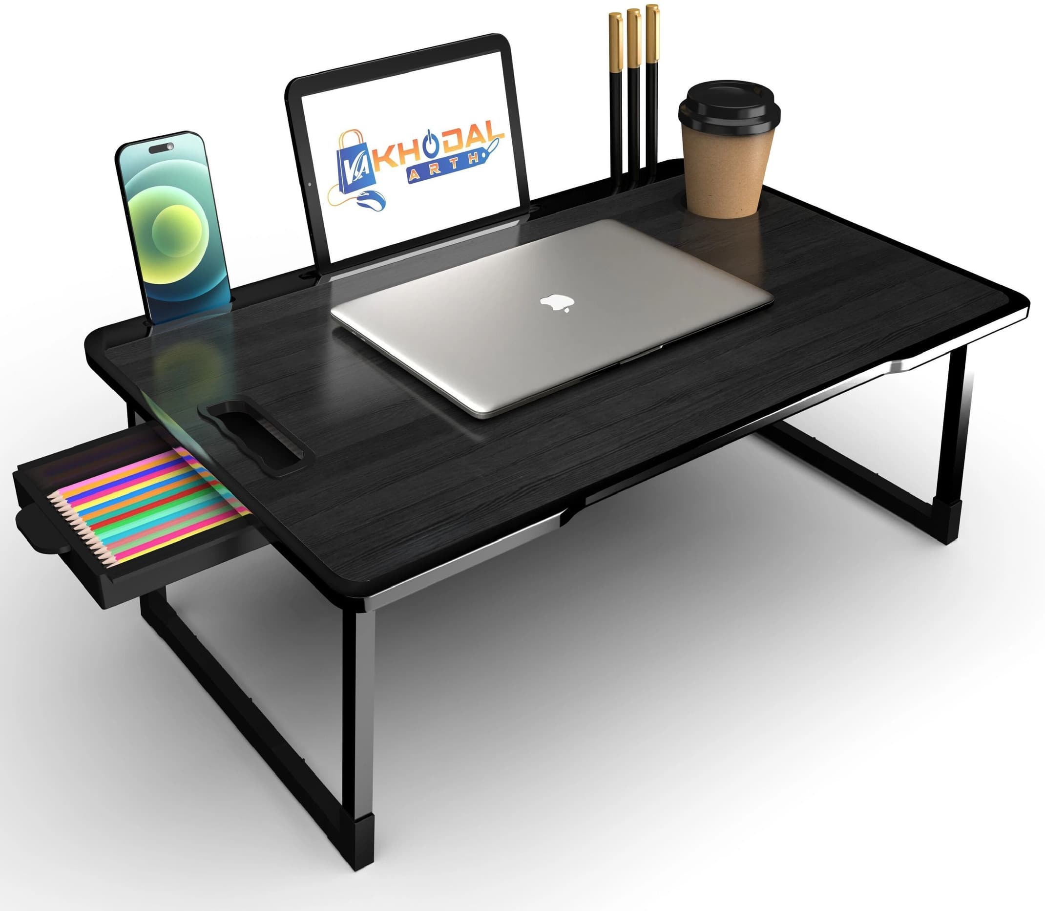 KHODAL ARTH Us Biding black color Laptop Table Engineered Wood Study Table (Finish Color - Black-ub, Pre-assembled)