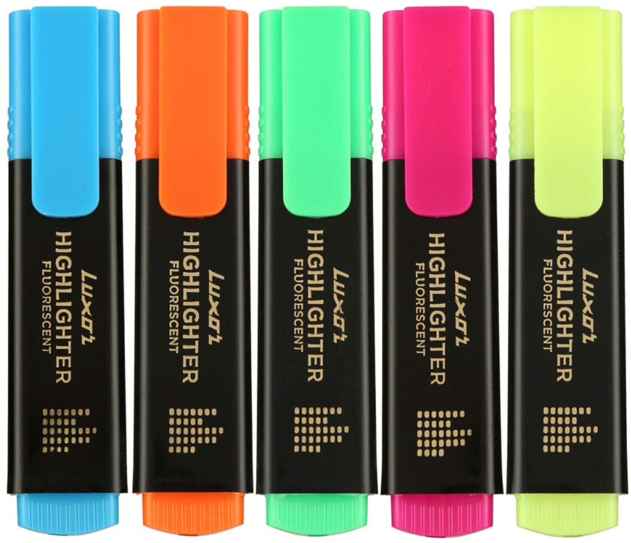 LUXOR Chisel Tip fluorescent Highlighter (Set of 5, Multicolor)