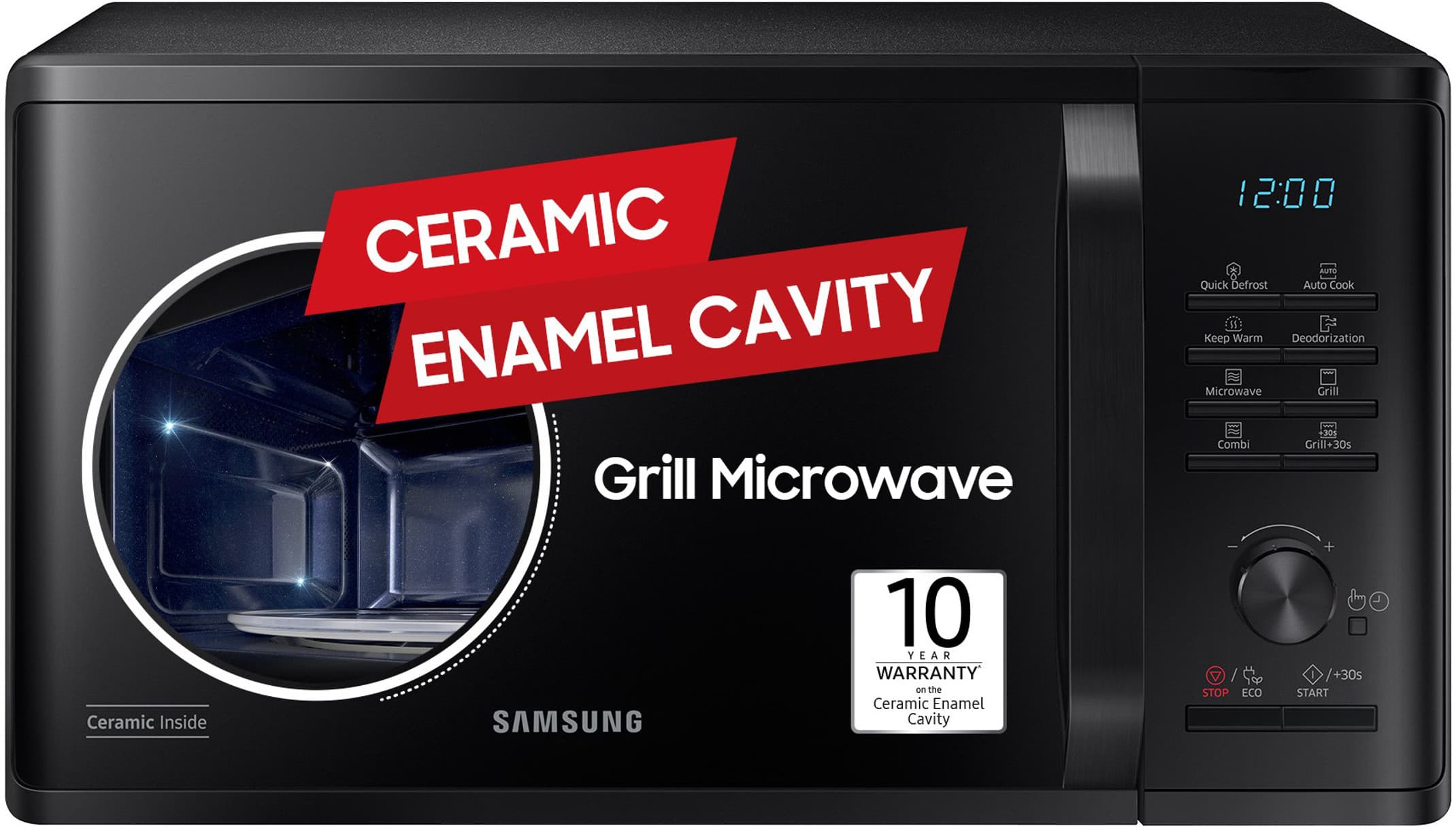 Samsung 23 L Ceramic cavity, Keep warm Grill Microwave Oven (MG23A3515AK, BLACK)