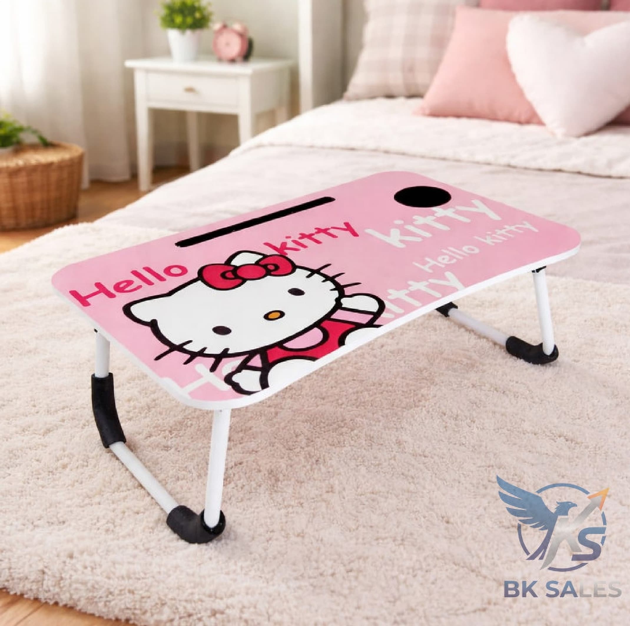 BK SALES Wood Portable Laptop Table (Finish Color - Characterize color, Pre Assembled)