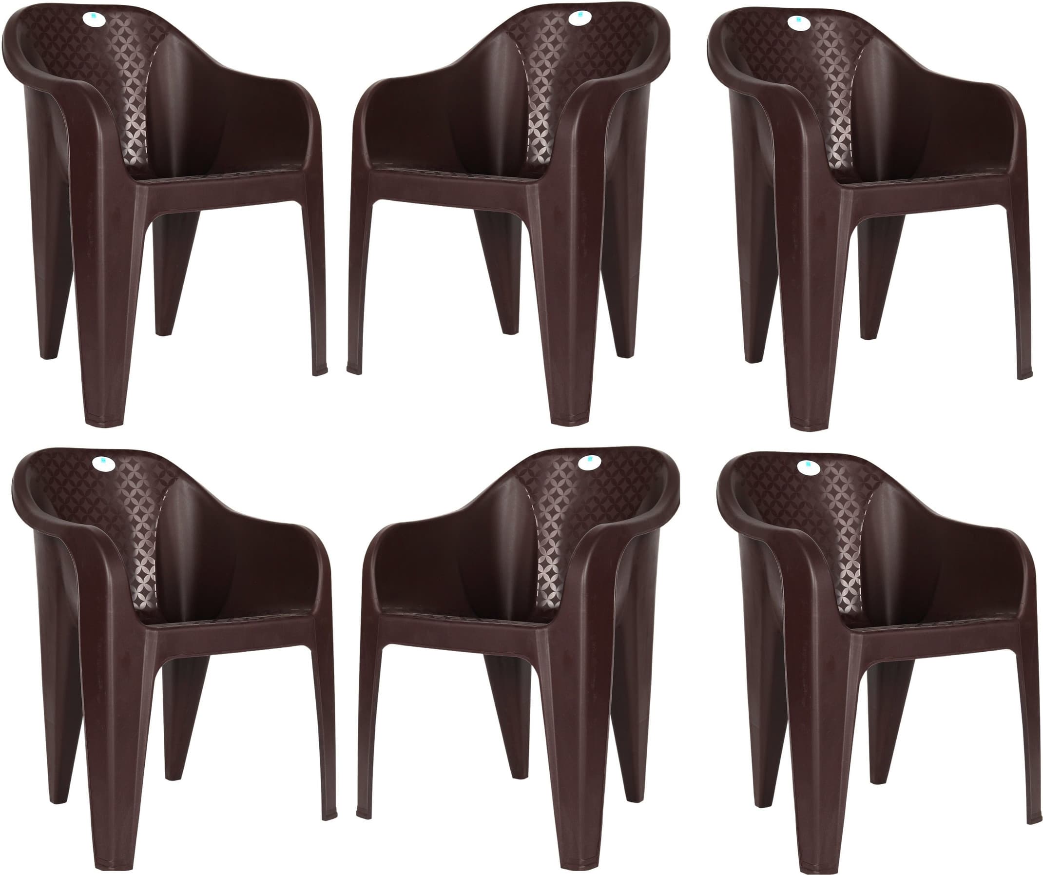 HOMIBOSS Plastic chair outdoor & Living room, home, Chairs set of 6 Pieces Plastic Outdoor Chair (Brown, Set of 6, Pre-assembled)