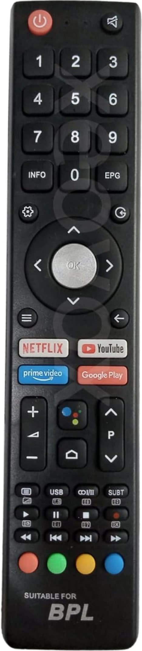 Solid BPL Television with OTT Hotkeys Without Voice Command BPL Compatible for BPL Tv Remote Control Suitable for Smart Android 4k LED Remote Control Compatible for BPL LCD LED TV Remote Controller (Black)