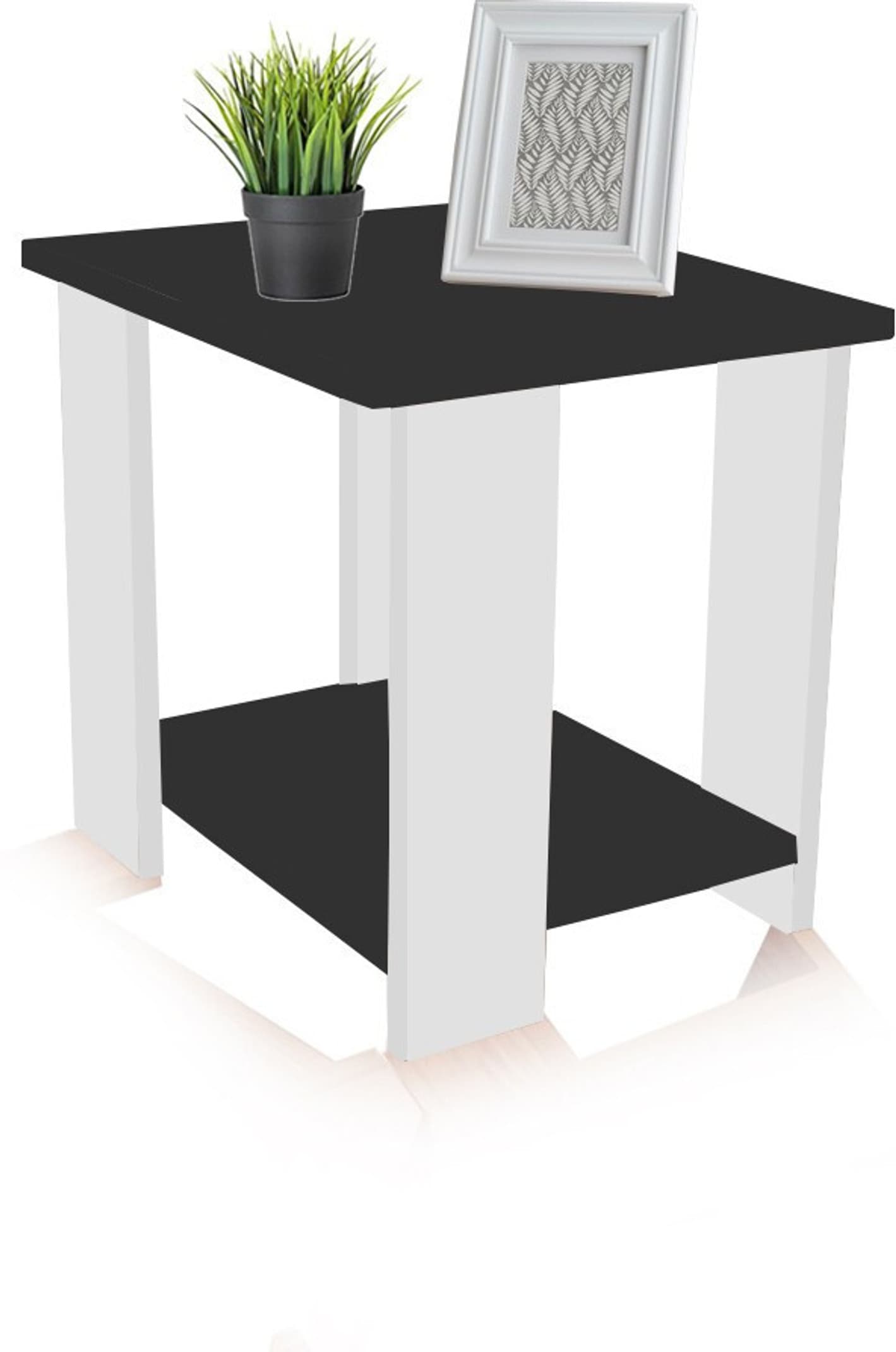 MONTAGE Engineered Wood Bed Side Table rectangular Stool Table End Table Corner Table Engineered Wood Side Table (Finish Color - Black With White Leg, DIY(Do-It-Yourself))